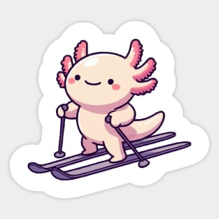 axolotl funny skiing Sticker